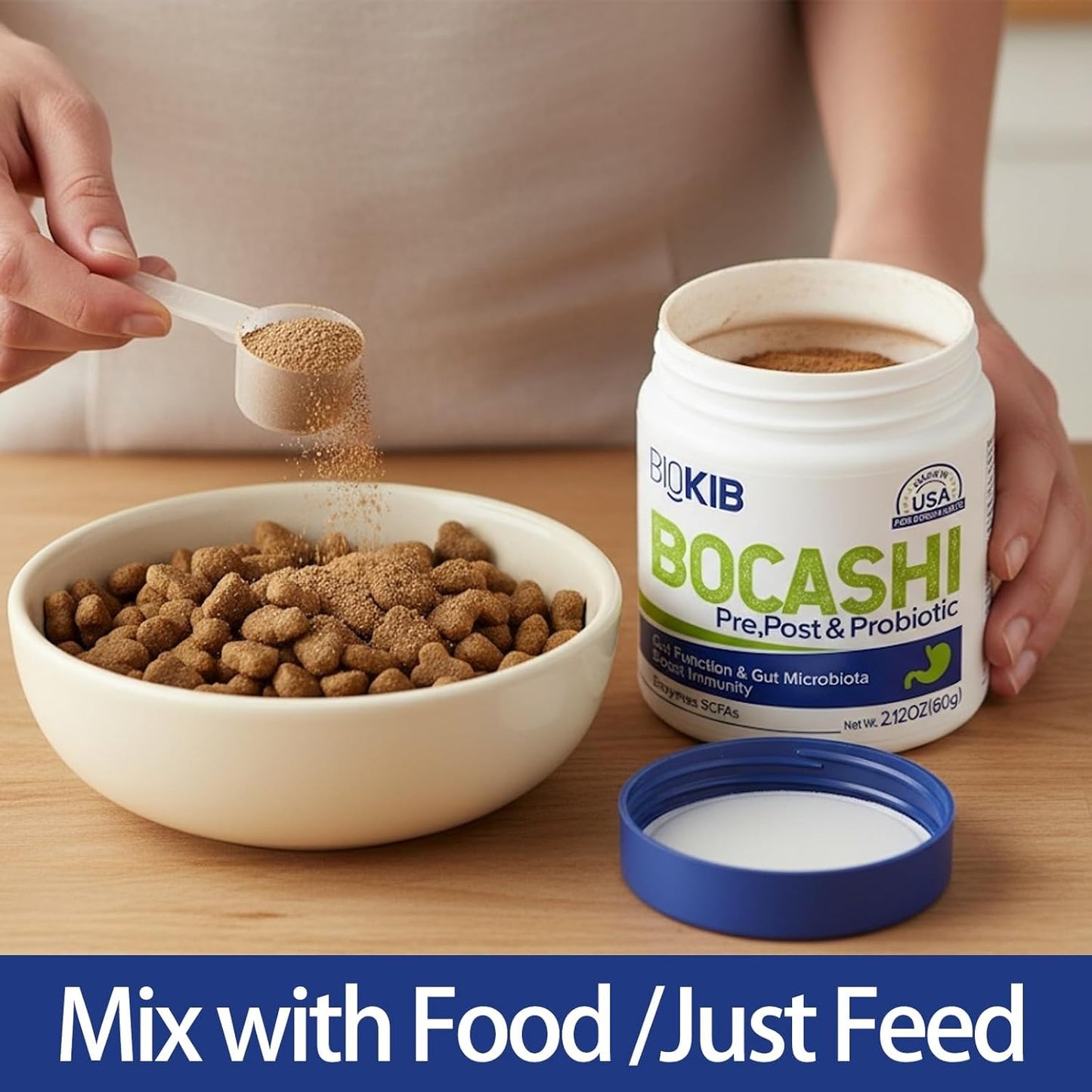 BOCASHI Probiotics for Dogs & Cats, Pet Fermented Nutritional Powder - Food Topper for Digestive Health, Gut Support, Diarrhea & Constipation, Immune Booster - Natural, Made in USA - 240 Scoops
