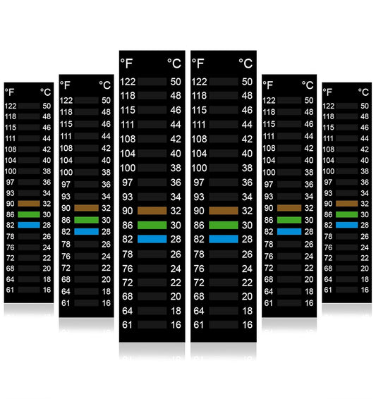 6PCS Fish Tank Thermometer Stick On, High Accuracy Adhesive Temperature Strips, Stick on Thermometer for Aquarium Fermenting Brewing Wine Beer Fahrenheit Celsius