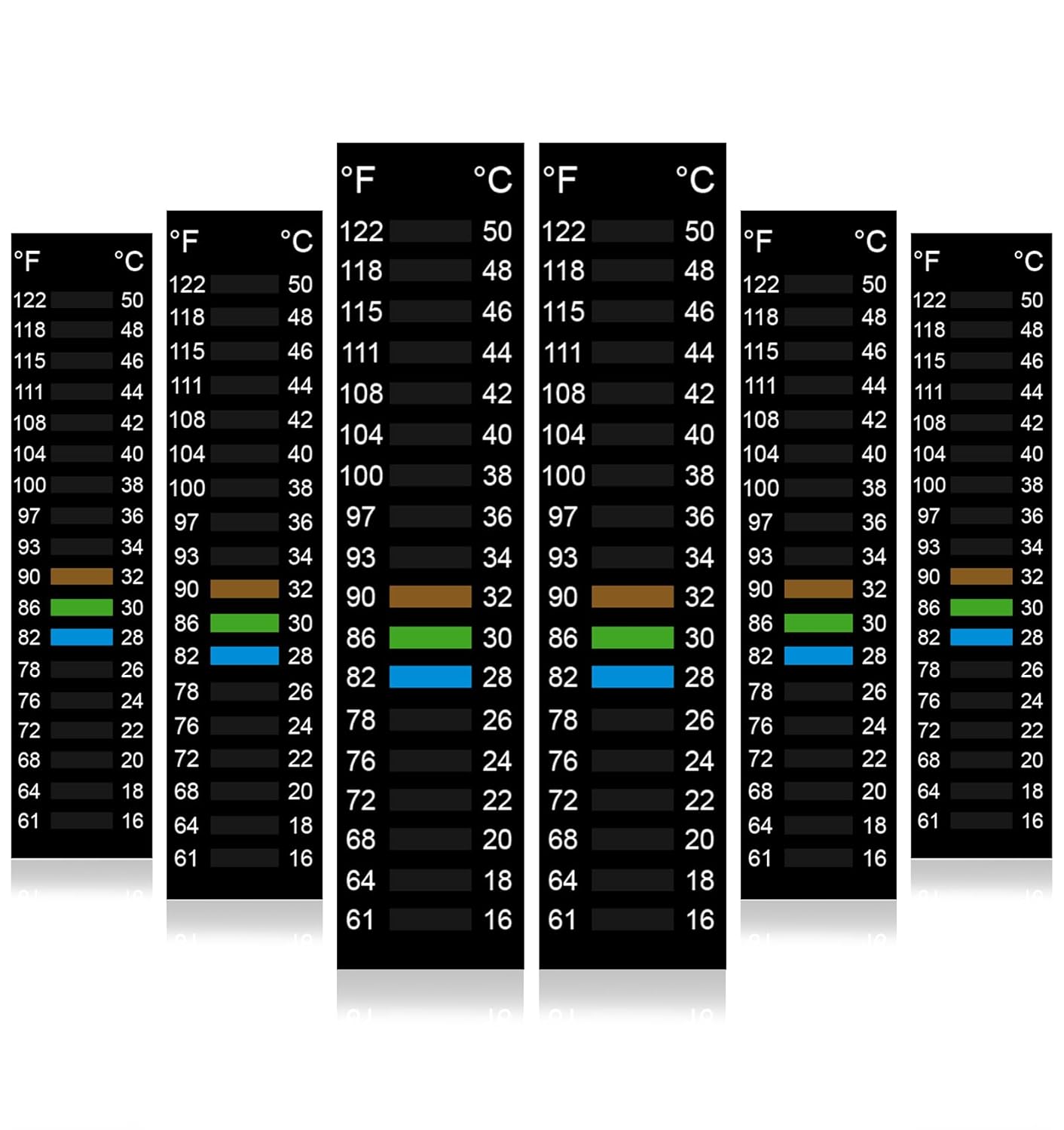 6PCS Fish Tank Thermometer Stick On, High Accuracy Adhesive Temperature Strips, Stick on Thermometer for Aquarium Fermenting Brewing Wine Beer Fahrenheit Celsius