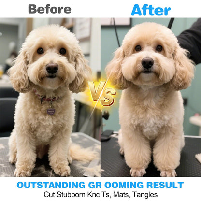 2-in-1 Pet Grooming Kit-Double-Sided Dematting Comb & Flea Comb for Detangling Matted Fur on Dogs/Cats/Rabbits-Effective Cat Brush & Dog Brush for Shedding（Blue