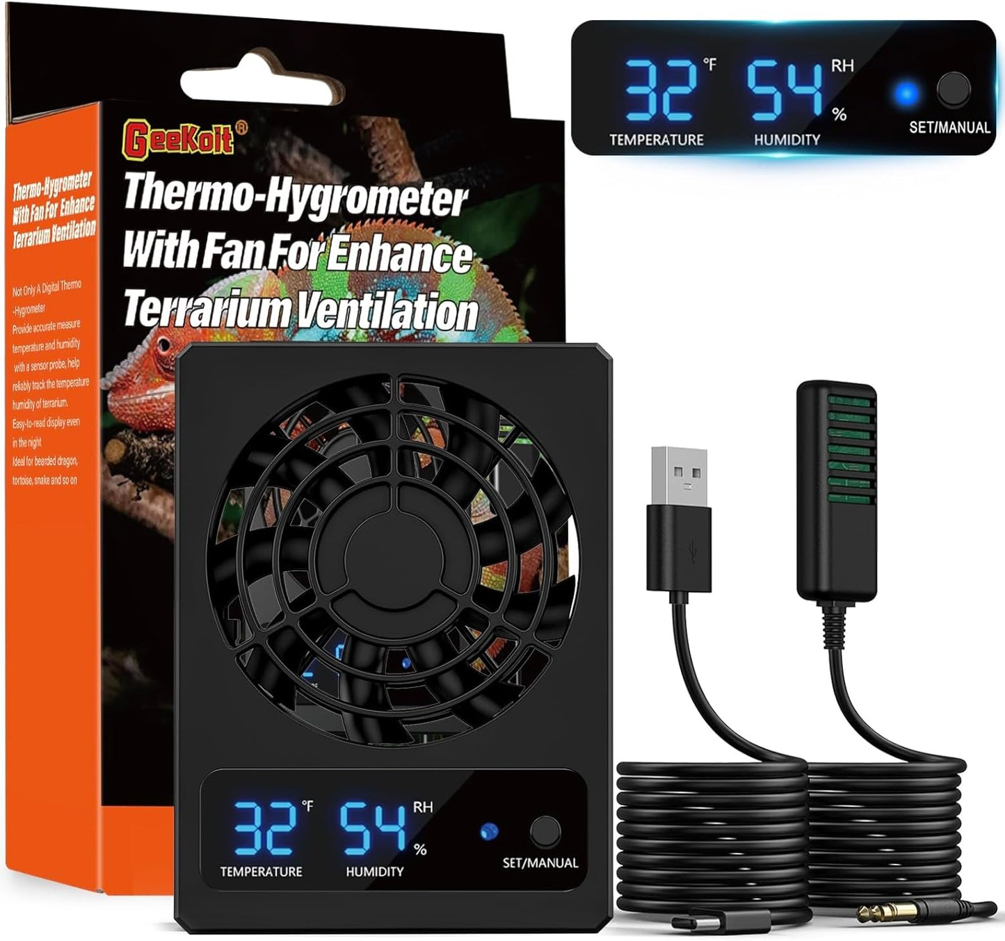 Thermometer Hygrometer with Dehumidifier Ventilation Fan
