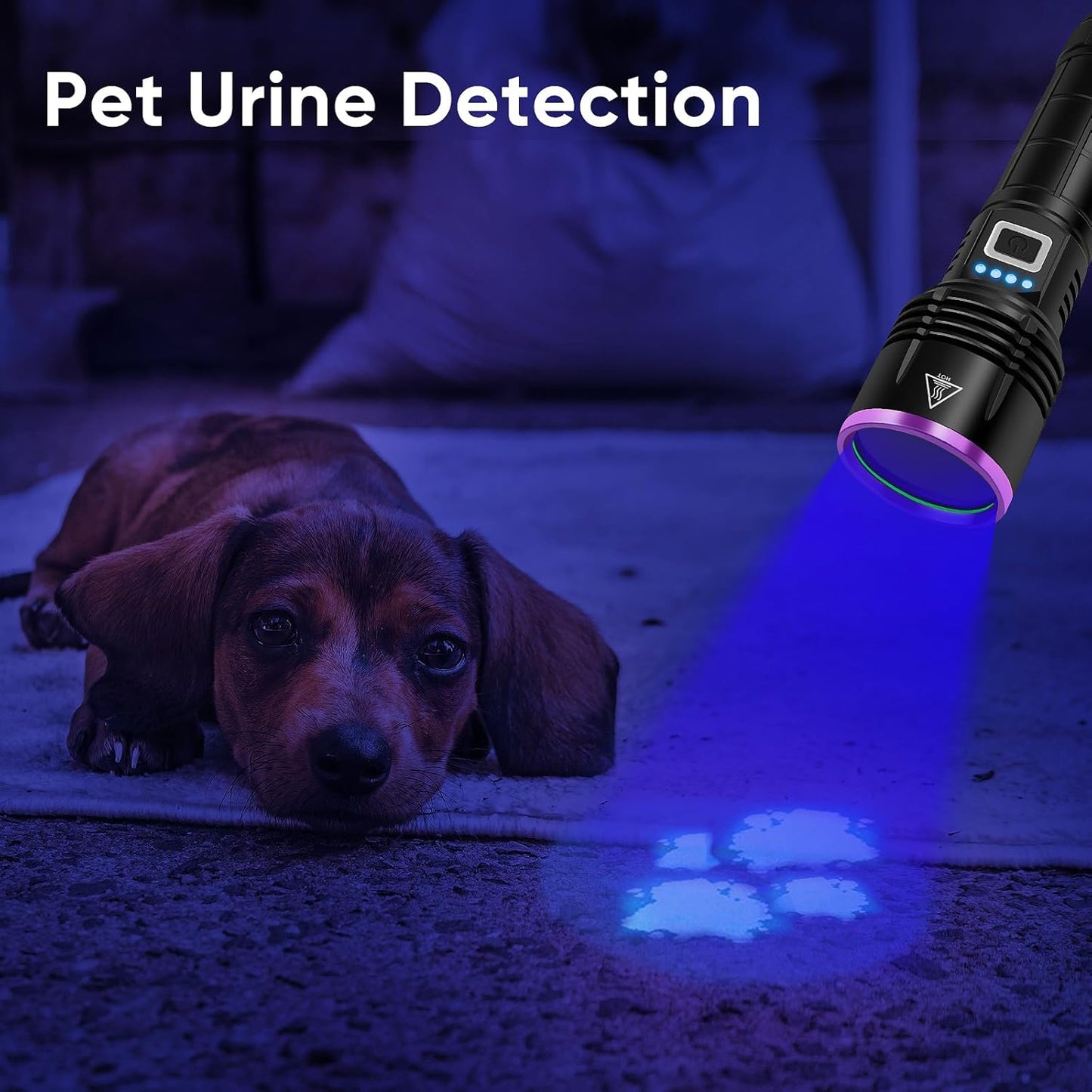 UV Flashlight 20W, 5000 mAh High Power 365nm UV Light, Led Usb Rechargeable Black Light Flashlight for Pet Urine Detection, Resin Curing, Rock Hunting, Traveling, AC Leak,Uranium Glass,Blood Tracking
