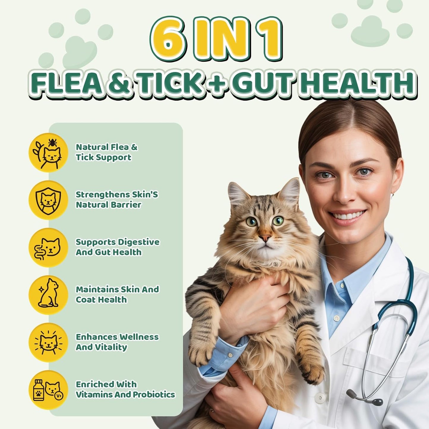 Flea & Tick Prevention for Dog and Cat, 500 Crunchy & Creamy Flea Chews+ Flea & Tick Support Drops - Skin & Coat Support - Fleas & Tick Supplement for Dogs Cats Kittens