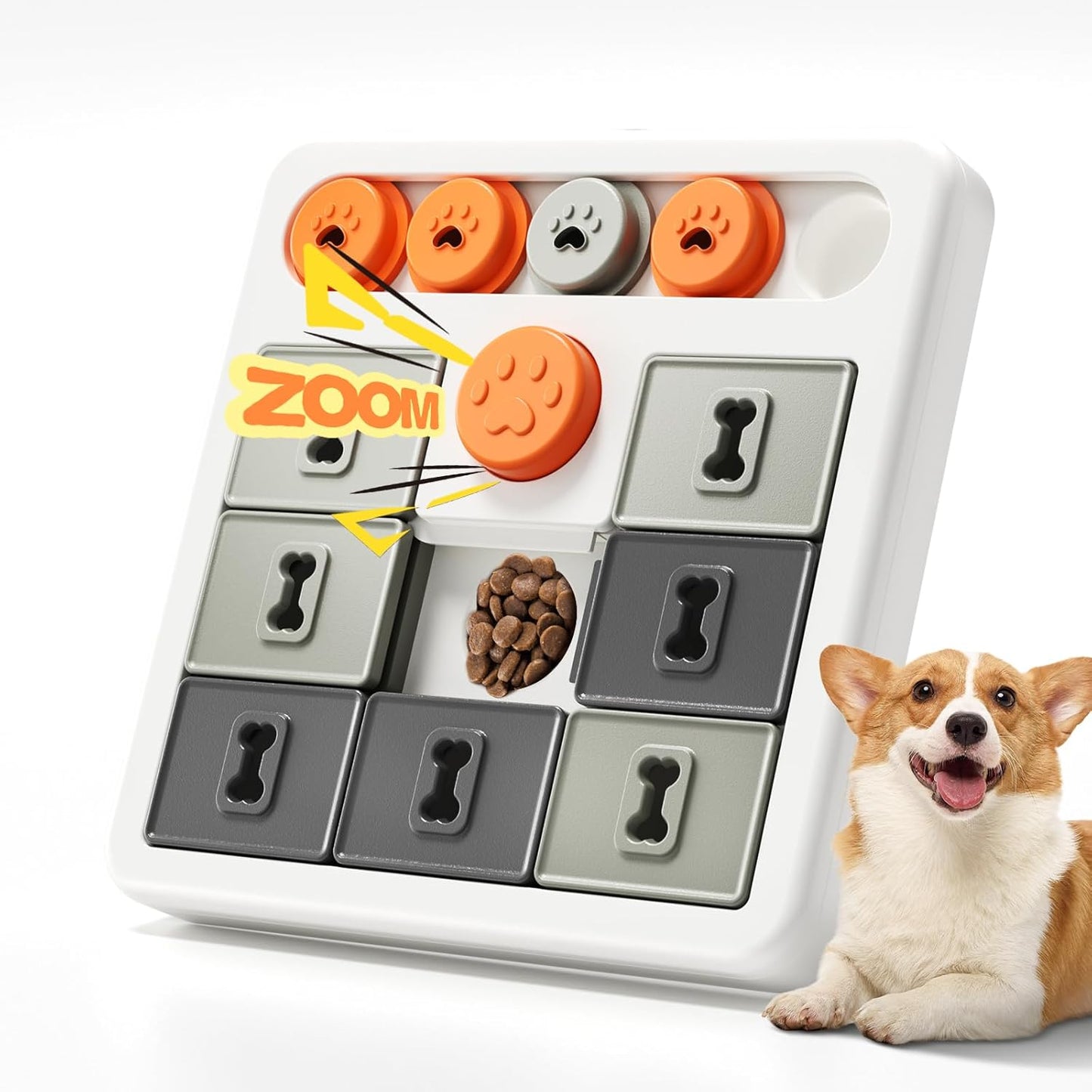 Durable Dog Puzzle Toy and Slow Feeder - Tough Dog Toys with Squeaky Sounds, Interactive Pet Toys for Small and Large Dogs to Keep Them Busy, Includes Food Dispensing Feature