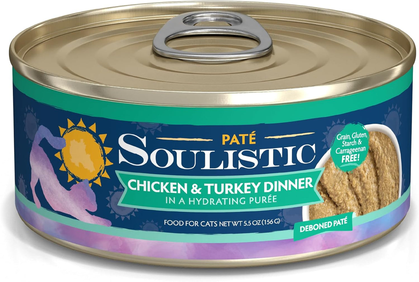 Soulistic Paté, Chicken and Turkey Dinner in a Hydrating Purée, 5.5oz Can, Pack of 8