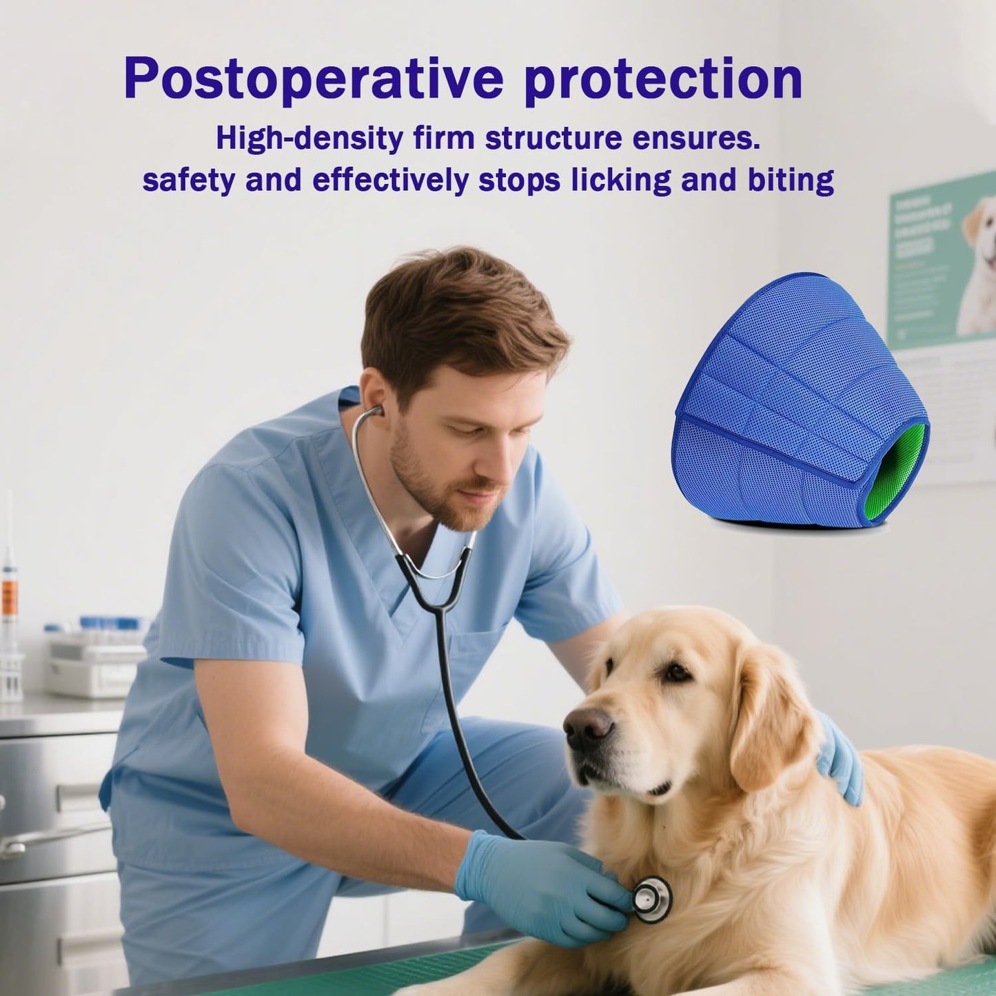 Soft Dog Cone Collar,Adjustable Spay/Neuter Recovery Neck and Head Collar, Soft Dog Tapered Collar for Large/Medium/Small Pets (Blue, XL)