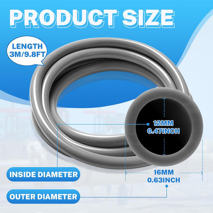 Nuanchu 12/16mm 1/2" ID Aquarium Tubing 3 Meter/10 ft Flexible PVC Tubing Gray Plastic Aquarium Hose Fish Tank Air Hose for Aquatic Canister Filter System, Garden, Pond, Terrarium, Water Cooling