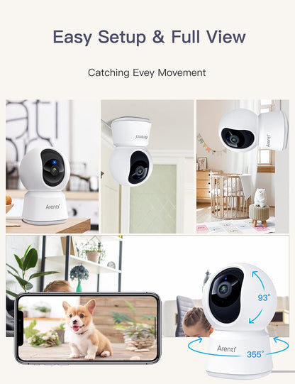 ARENTI 5G Indoor Security Camera, 4MP Pet Camera with Speaker for Dog/Cat, Baby Monitor with Phone App, Dual-Band WiFi, Auto Tracking, Super Night Vision, 2-Way Talk, Cloud & SD Card Storage(P2Q)