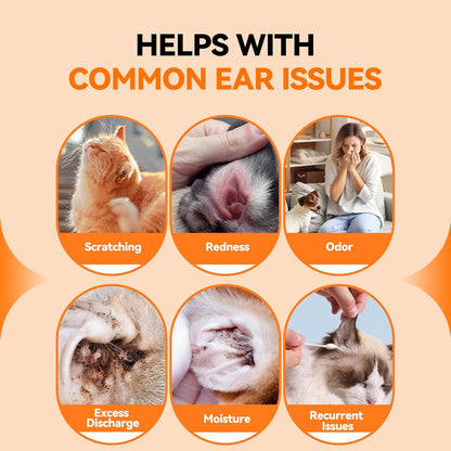 Dog Ear Drops with Finger Cots, Natural Dog Ear Cleaner and Infection Treatment, Quantum Silver Dog Ear Cleaning Solution for Itching, Irritation & Wax Build-Up,1oz