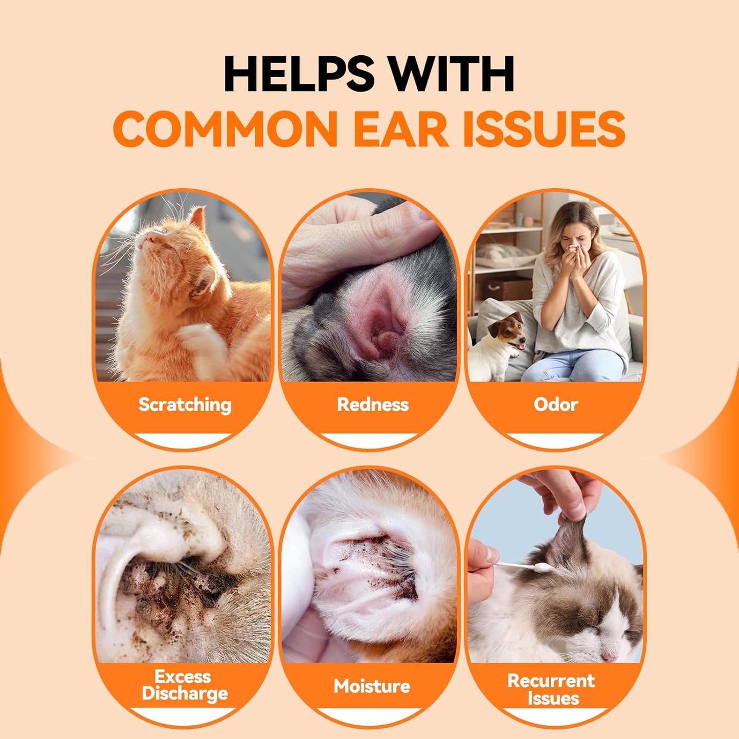 Dog Ear Drops with Finger Cots, Natural Dog Ear Cleaner and Infection Treatment, Quantum Silver Dog Ear Cleaning Solution for Itching, Irritation & Wax Build-Up,1oz