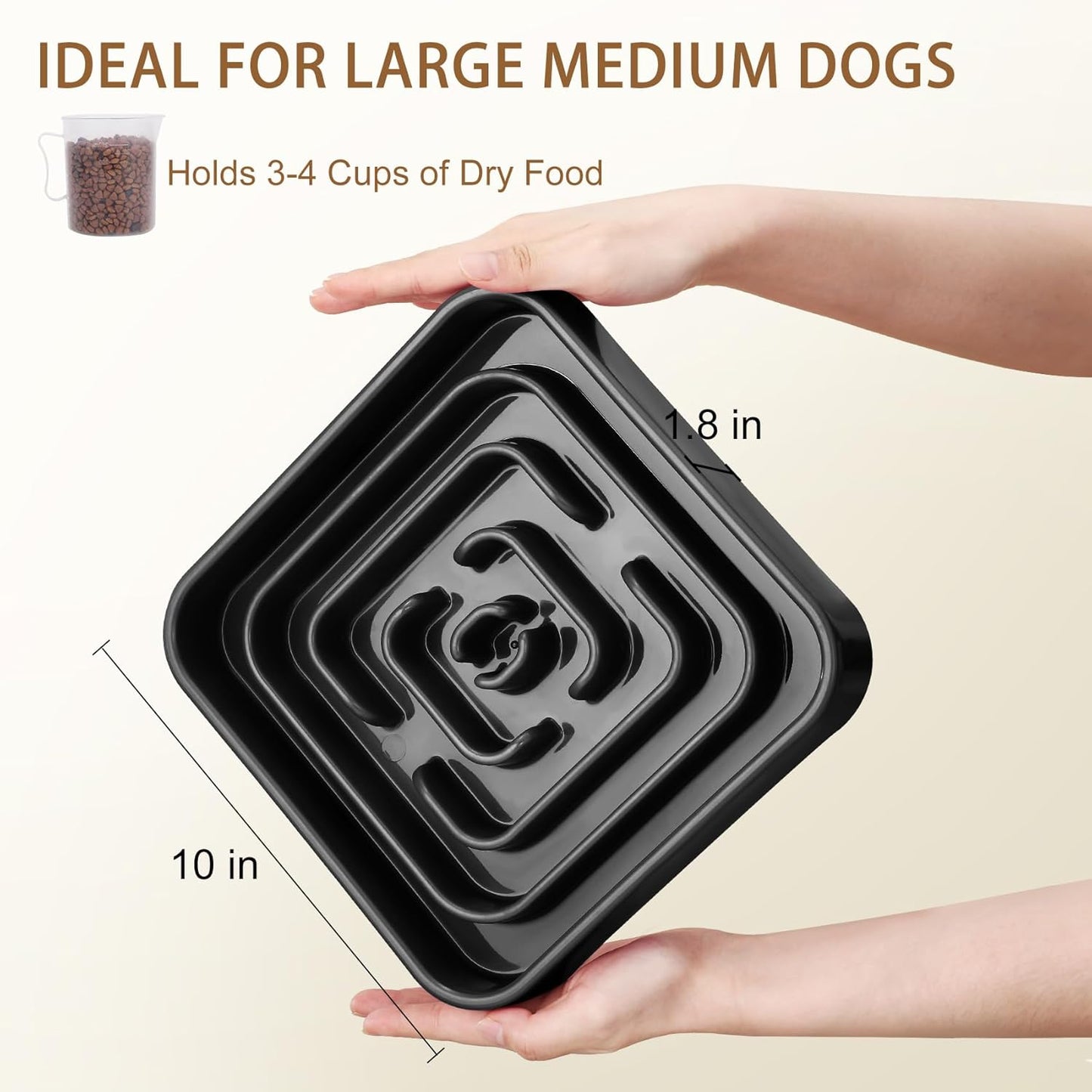 Slow Feeder Dog Bowls for Large Medium Dogs, Anti-Choking Slow Eating Maze Dog Food Bowl, Anti-Slip Slow Feeding Pet Puzzle Bowl,Black
