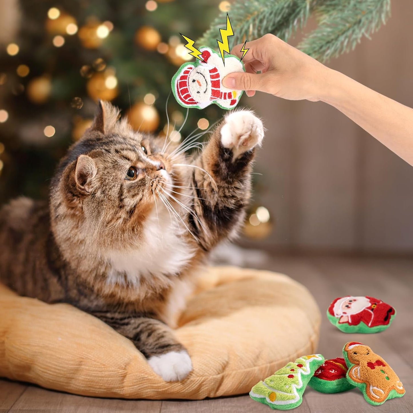 Retro Shaw Christmas Cat Toys, Kitty Xmas Catnip Toys 6pcs