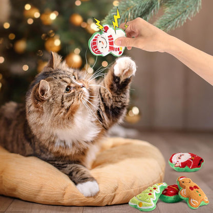 Retro Shaw Christmas Cat Toys, Kitty Xmas Catnip Toys 6pcs