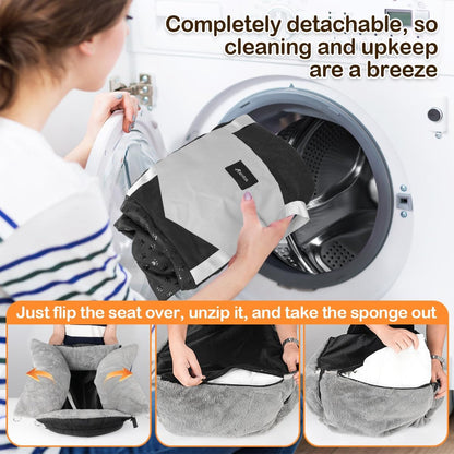 Dog Car Seat for Small Dogs with Extension Zone, Washable Car Travel Bed for Pets Up to 30Lbs, Trendy Booster Dog Seat Including Harness Clip - Black