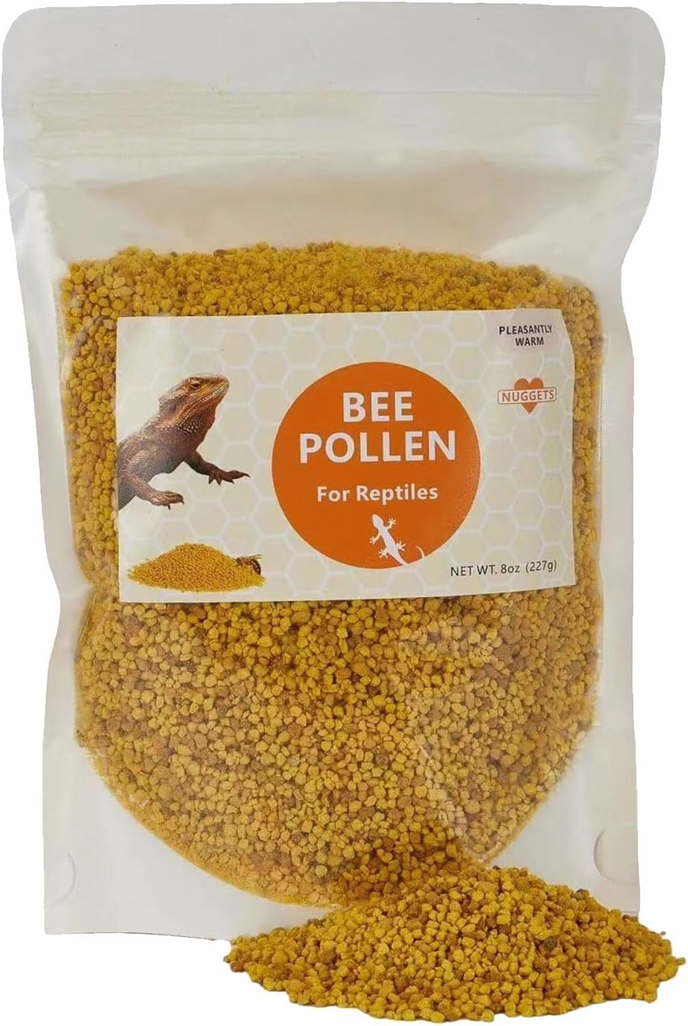Pleasantly War Bee Pollen for Bearded Dragons and Amphibians, Natural Granules, Premium Grade, Digestive and Immune Support,8oz
