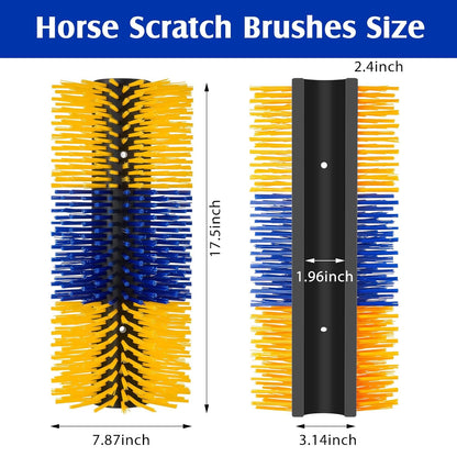 3 Pack Horse Scratching Post Livestock Scratching Brushes for Grooming 17.3 x 7.8 Inch Cow Cattle Goat Scratcher Brush for Back Itchy Relieve(Yellow and Blue)