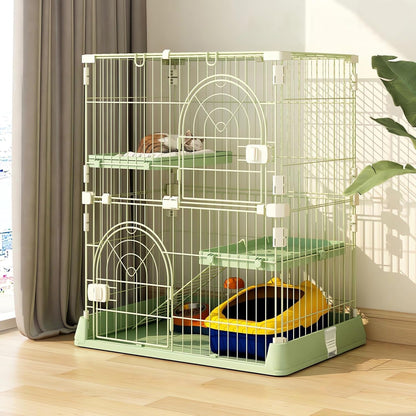 Cat Cage 2-Tier Indoor Cat Enclosure with Widen Bottom Buckle & Reinforced Locking Clamps DlY Cat Playpen for 1-2 Cats & Small Pets,30" Lx 20" W X 35" H (Green, Two-Tier35")