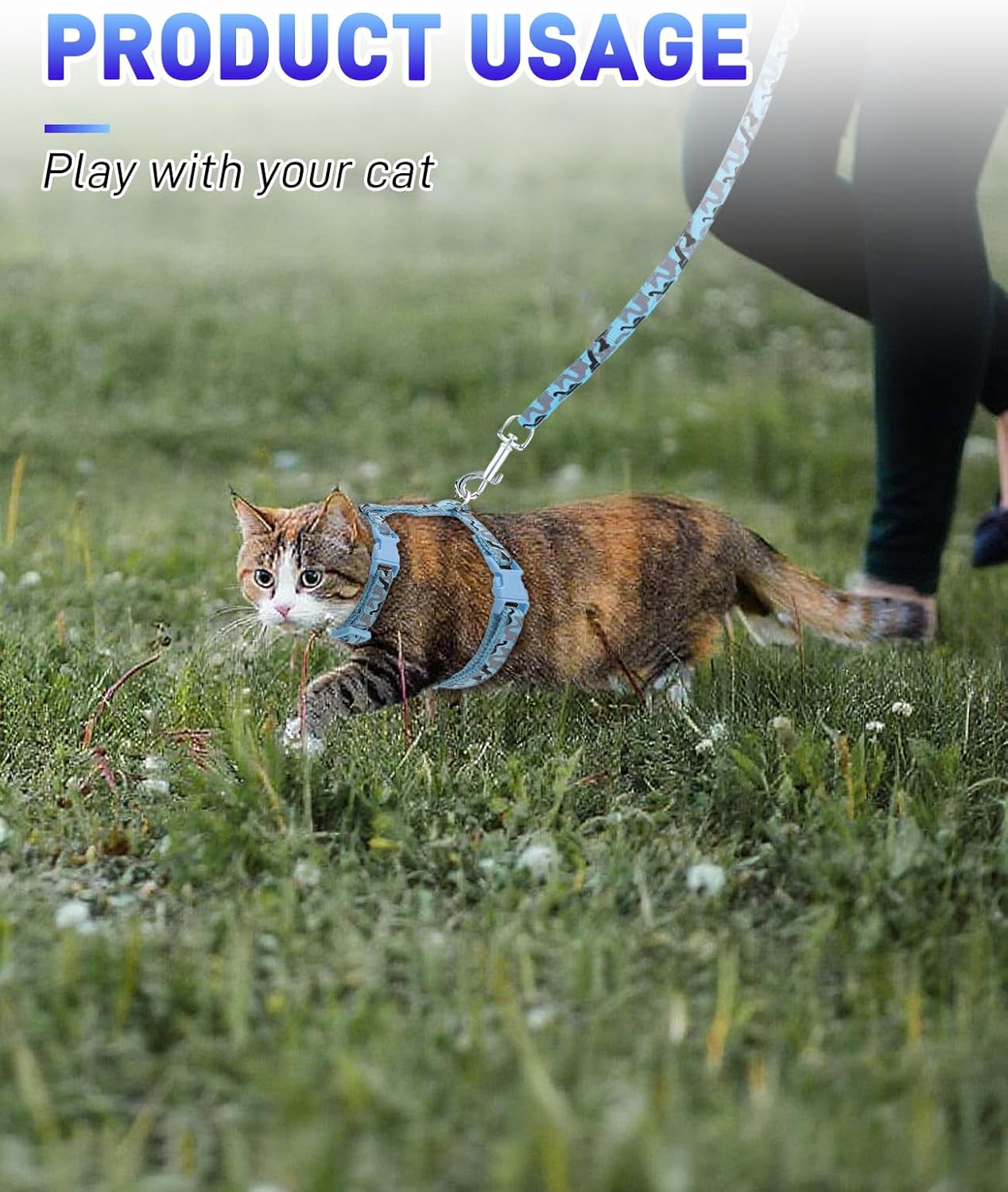 3 Pack Cat Leash and Harness Set, Lightweight Adjustable Collar Escape Proof for Cats