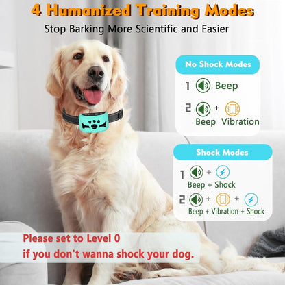 Dog Bark Collar, Anti Bark Collars for Large Medium Small Dogs with 7 Level Sensitivity Adjustable and 4 Stop Barking Modes, Rechargeable Bark Collar No Shock for Dogs with Beep Vibration Shock