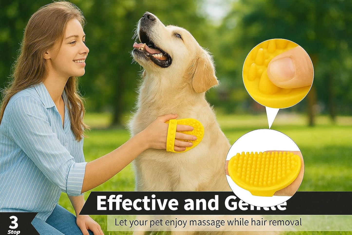Self Cleaning Slicker Brush, Dog Cat Bunny Pet Grooming Shedding Brush, Easy to Remove Loose Undercoat, Pet Massaging Tool Suitable for Pets with Long or Short Hair (Yellow)