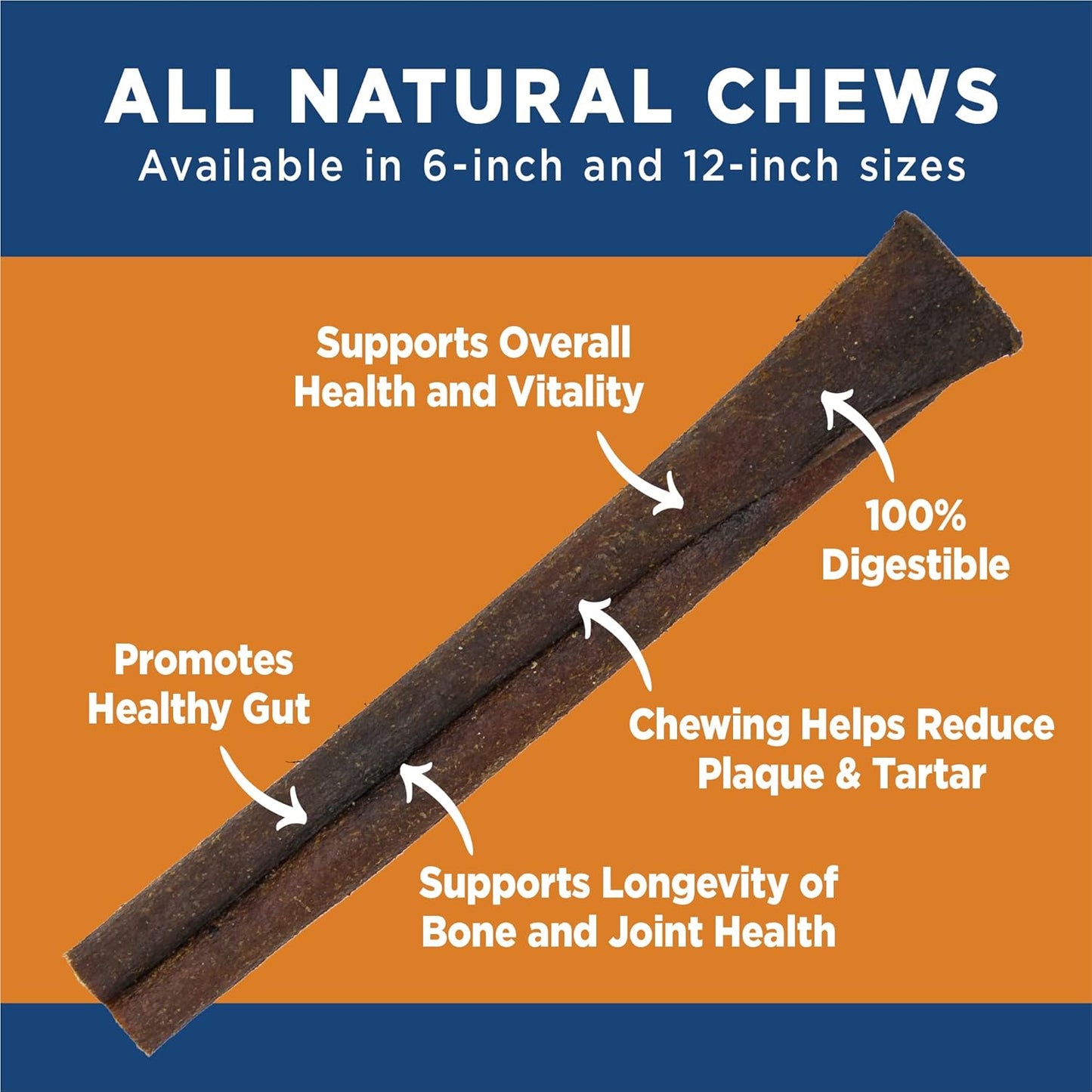 Barkworthies Peanut Butter Collagen Sticks - 6 Inch 8 Count (Pack of 1) - Flavorful, Single Ingredient, Long-Lasting