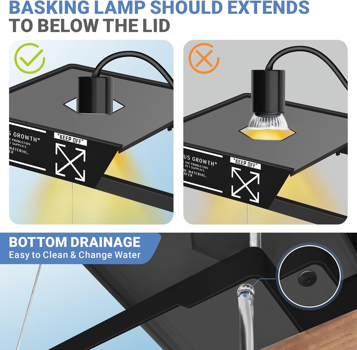 GOZILLA Aquatic Turtle Tank+Lamp+Filter Kit, Upgrade PC Turtle Tank Starter Kit with Adjustable 360°Lamp & Filter,Reptile Habitat Lid,Hanging Platform for Small Reptiles.(15.75×7.9×9''/Black)