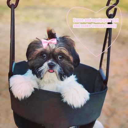 YAKA 60PCS (30 Paris) Cute Puppy Dog Small Bowknot Hair Bows with Rubber Bands Handmade Hair Accessories Bow Pet Grooming Products(Mix Colors)