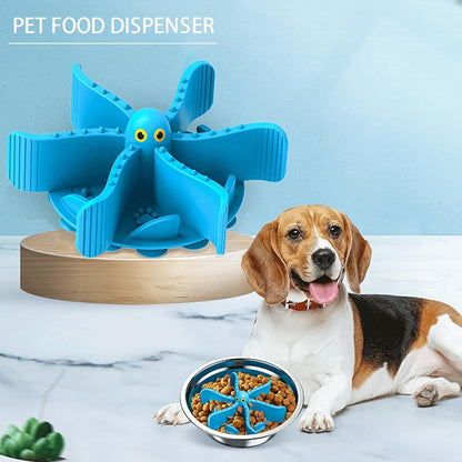 Slow Feeder Insert for Dog Bowl,Silicone Pet Food Slow Feeder(Cuttable),with Suction Cups for Large Breed and Medium Small Size Compatible with Regular Elevated Metal Glass Bowl