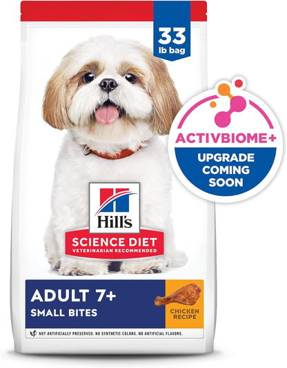 Hill's Science Diet Adult 7+, Senior Adult 7+ Premium Nutrition, Small Kibble, Dry Dog Food, Chicken, Brown Rice, & Barley, 33 lb Bag