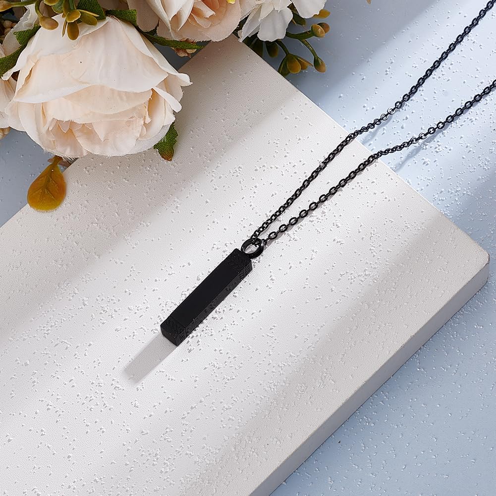 UNICRAFTALE 21.14 inch Cremation Jewelry Ashes Necklace 304 Stainless Steel Memorial Necklace with Rectangle Pendant for Keepsake Urn Jewelry for Pets lovers