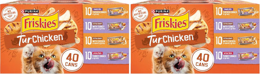 Purina Friskies Wet Cat Food Gravy Variety Pack, TurChicken Extra Gravy Chunky, Meaty Bits and Prime Filets - (Pack of 80) 5.5 oz. Cans