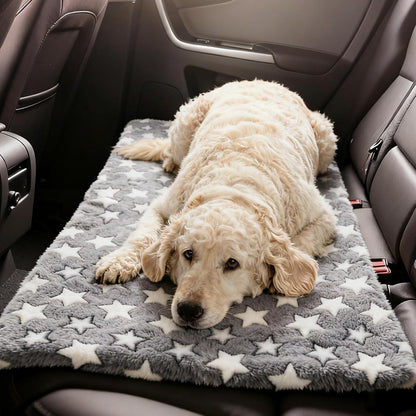 Dog Bed for Car Back Seat Backseat Pet Bed Mat Waterproof Non-Slip Dog Car Seat Covers Soft Cozy Star Pattern Protector 51x 24 Inches for Backseat Extenders Trucks Suvs All Season Travel