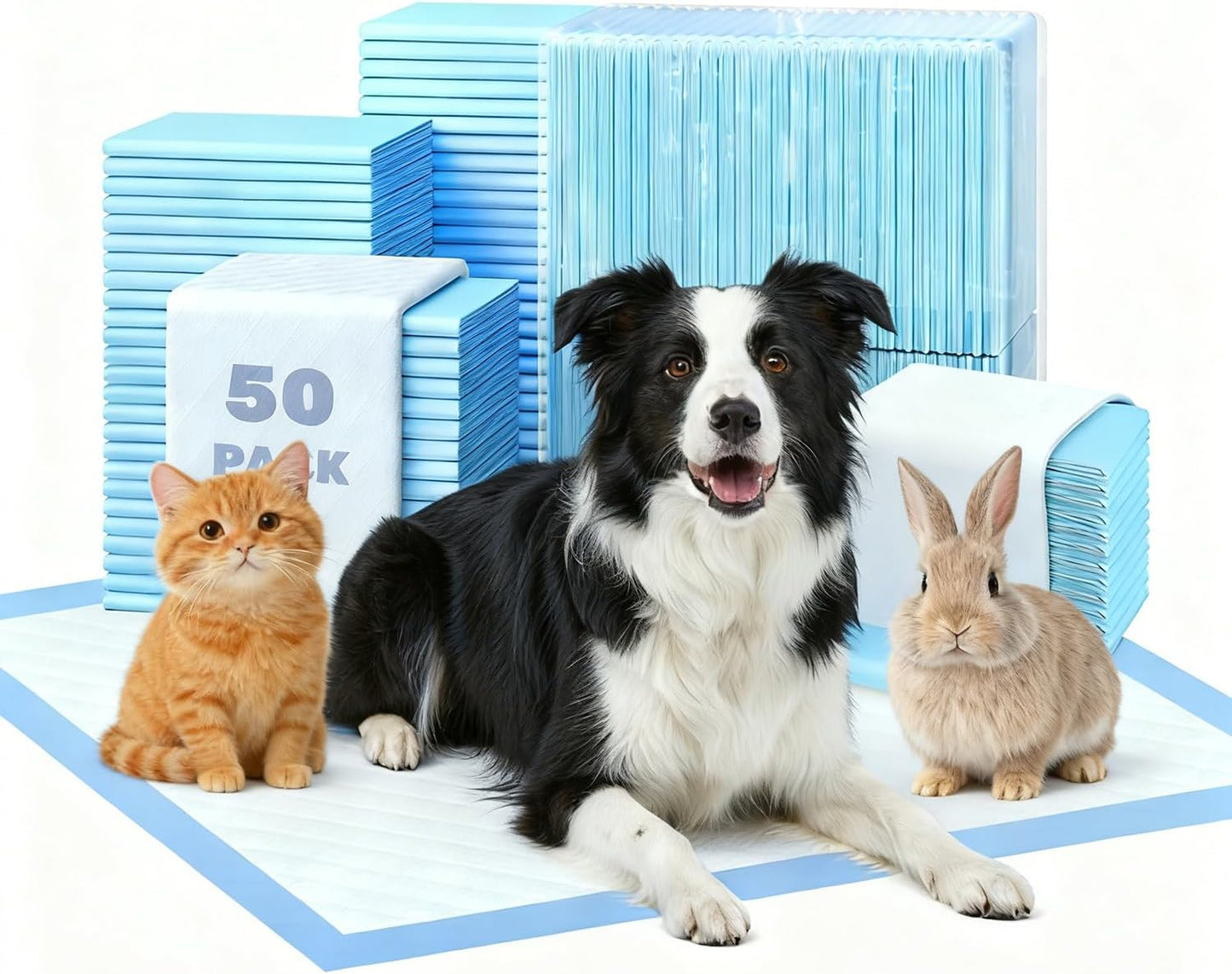 50 Pack Small Puppy Pad - 17.6"x23.6", Super Absorbent Waterproof, Odor Eliminating, Leak-Proof, 5-Layer Potty Training Pads, Doggie/ Cats Pee Pad for Indoor Floor Protection, Upgrade
