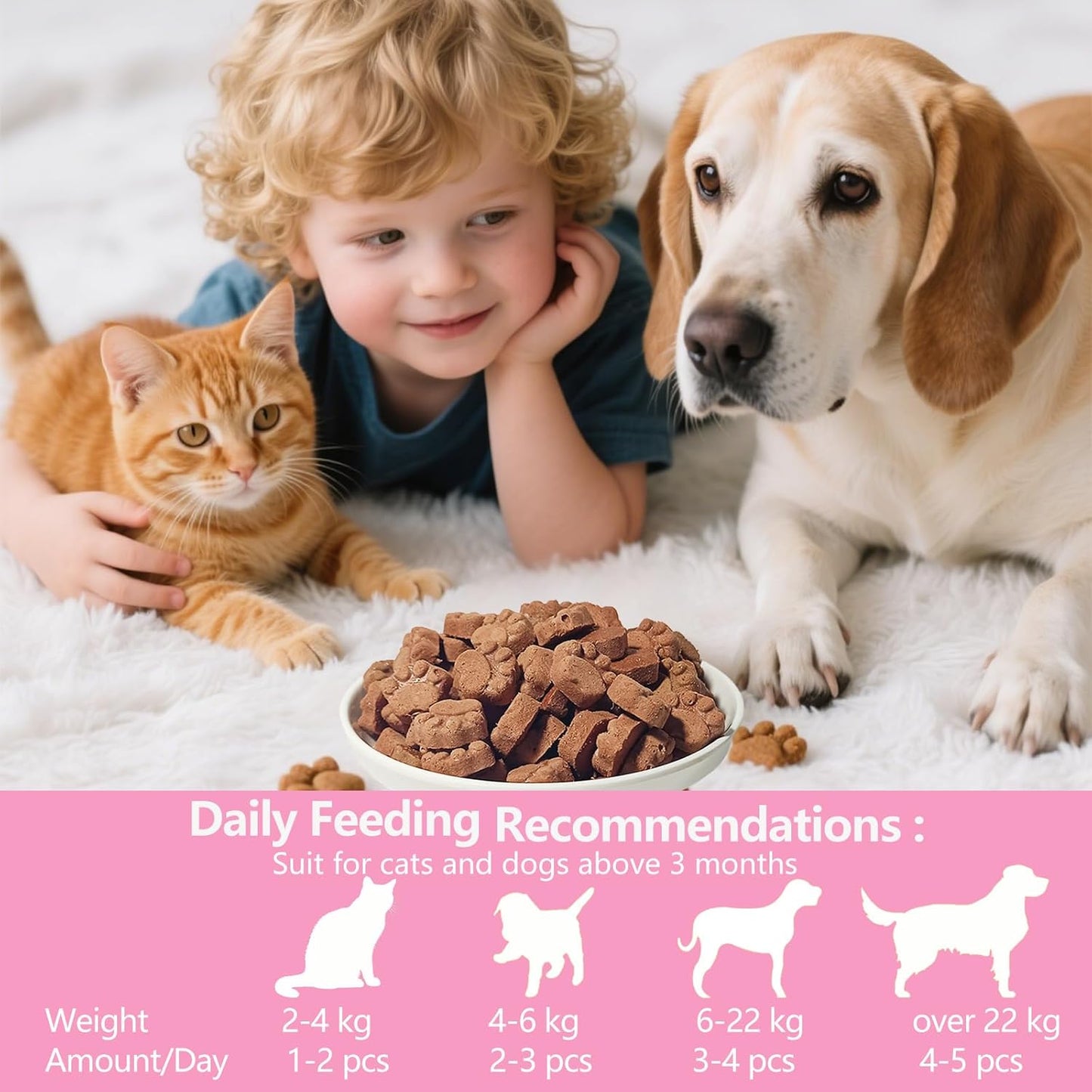 Freeze-Dried Cat Treats, Rabbit Blood Pet Food for Dogs, Iron-Rich Dog Cat Treats, High Protein Training Treats, Grain Free, Gluten Free, Filler Free 4.5 oz