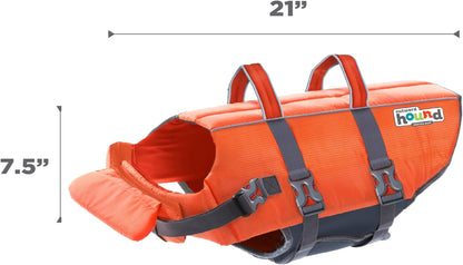 Outward Hound Granby Splash Dog Life Jacket, High-Buoyancy Dog Life Vest for Swimming, Boating, and Water Safety, XL, Orange