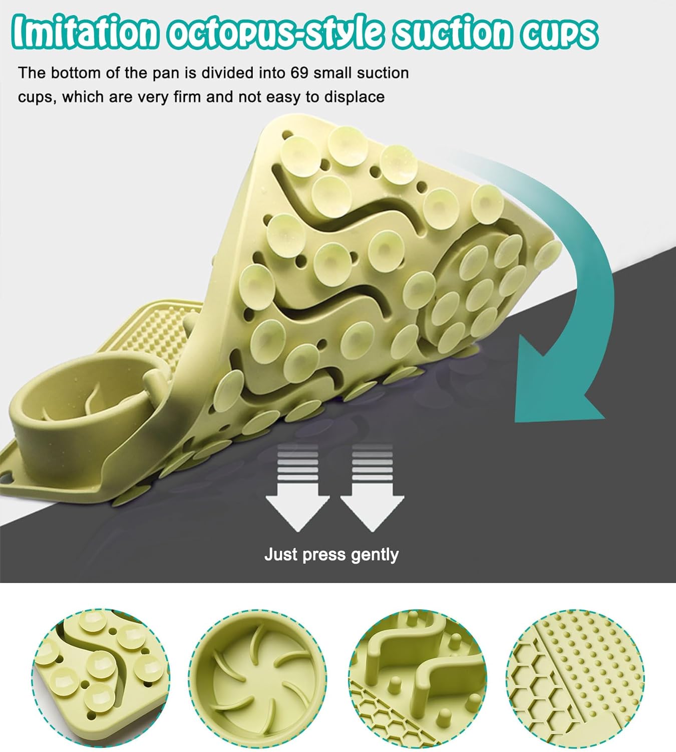 Slow Feeder Mat, Silicone Lick Mat with Suction Cups for Dog Cat, Puzzle Snuffle Mat for Pet Smell Training Bored Puppy, Interactive Sniff Mat Slow Eating Keep Busy(Green)