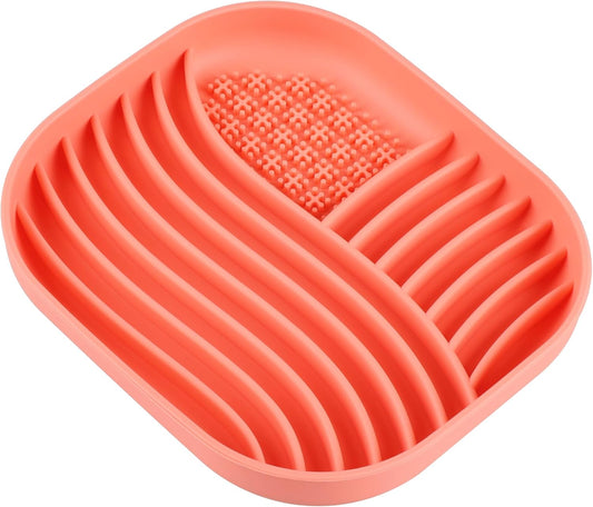 Slow Feeder Bowl With Lick Mat for Medium & Large Breed Dogs - Non-Slip Silicone (Coral)