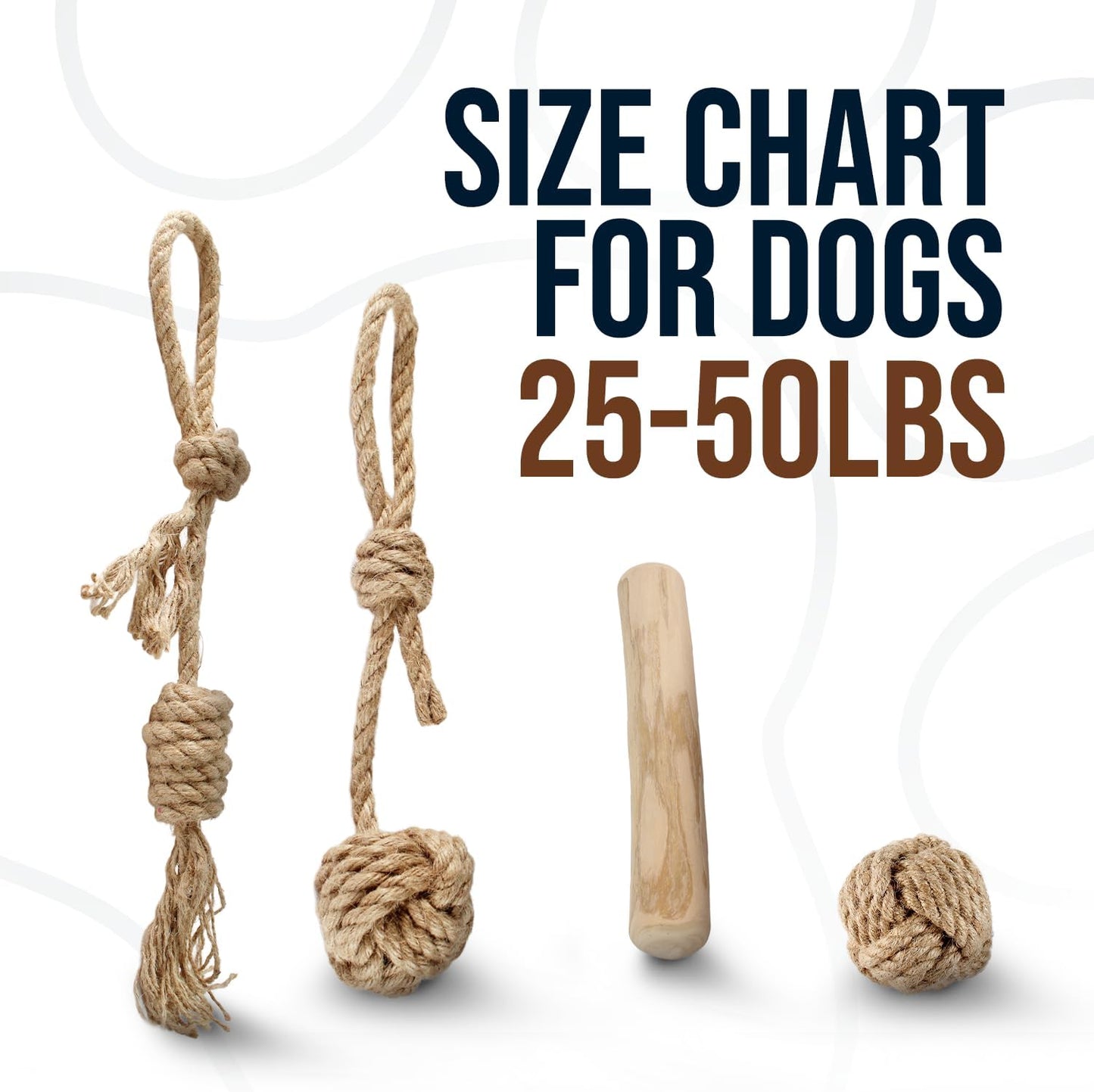 4Pcs Coffee Wood Chew Stick & Hemp Dog Ball Toy for Small & Medium Dog 25-50lbs, 100% Natural, Teething Chewing Interactive to Keep Them Busy, Wood Chew Toy for Birthday