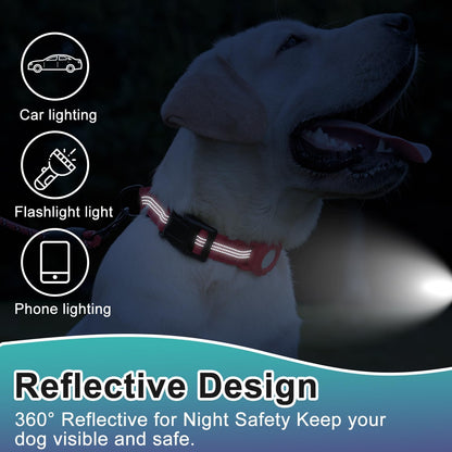 Martingale Dog Collar with AirTag Holder, Reflective Nylon, Quick Release Buckle, No Pull Pet Training Collars for Small Medium Large Dogs (Black, X-Large)