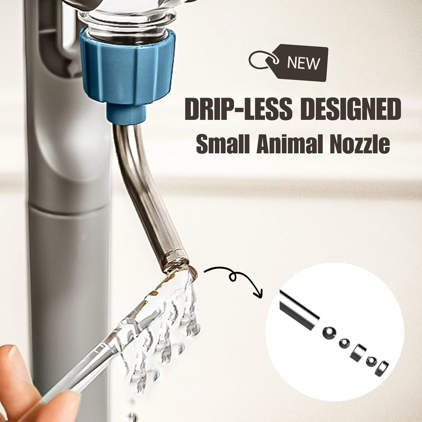 Pet Water Bottle for Cage Crate 26oz Non-Drip Water Dispenser for Small Animal Rabbit Bunny Guinea Pig Chinchilla Ferret Squirrel Hedgehog (Blue, 26oz)