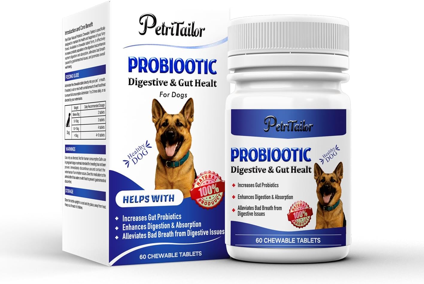 Probiotics Supplement for Dogs – Digestive Enzymes with Prebiotics for Gut Health, Diarrhea & Bowel Support, Immune Booster, Itch & Allergy Relief