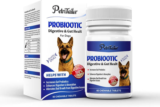 Probiotics Supplement for Dogs – Digestive Enzymes with Prebiotics for Gut Health, Diarrhea & Bowel Support, Immune Booster, Itch & Allergy Relief