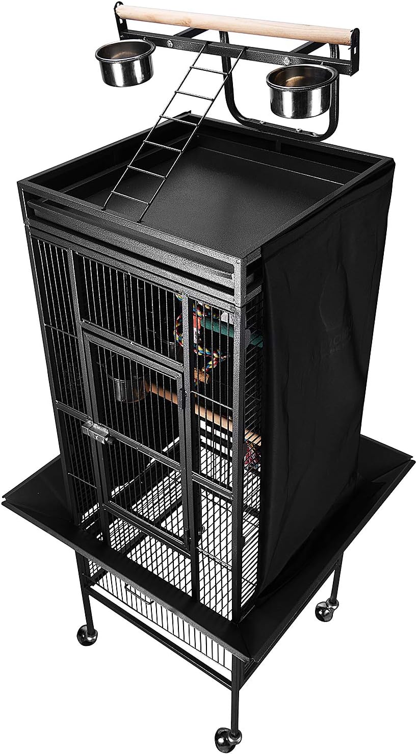 Colorday Good Night Bird Cage Cover for Large Bird Cage with Play Top (Patented), Black 61"