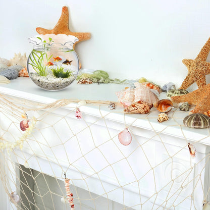 SATINIOR Mini Plastic Fish Bowl with Fish Net Decor, 6 Small 0.18 Gallon Lace Bubble Bowl Pair with 6 Fishnet, for Ocean-Themed Aquarium Hawaiian Parties Banquets Mediterranean Style