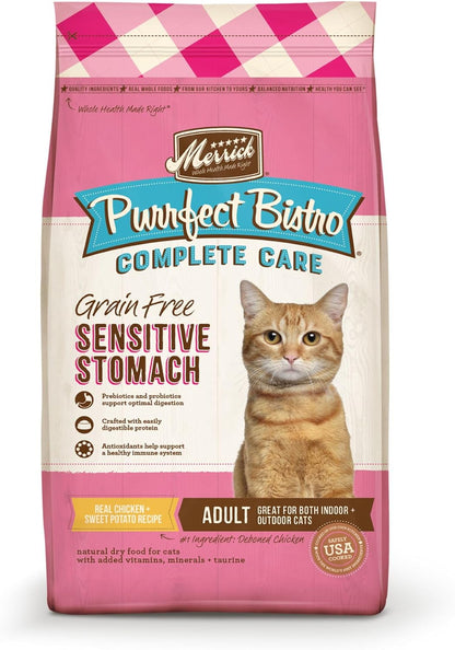 Merrick Purrfect Bistro Grain Free, Healthy, and Natural Dry Cat Food, Complete Care Sensitive Stomach Recipe - 4 lb. Bag