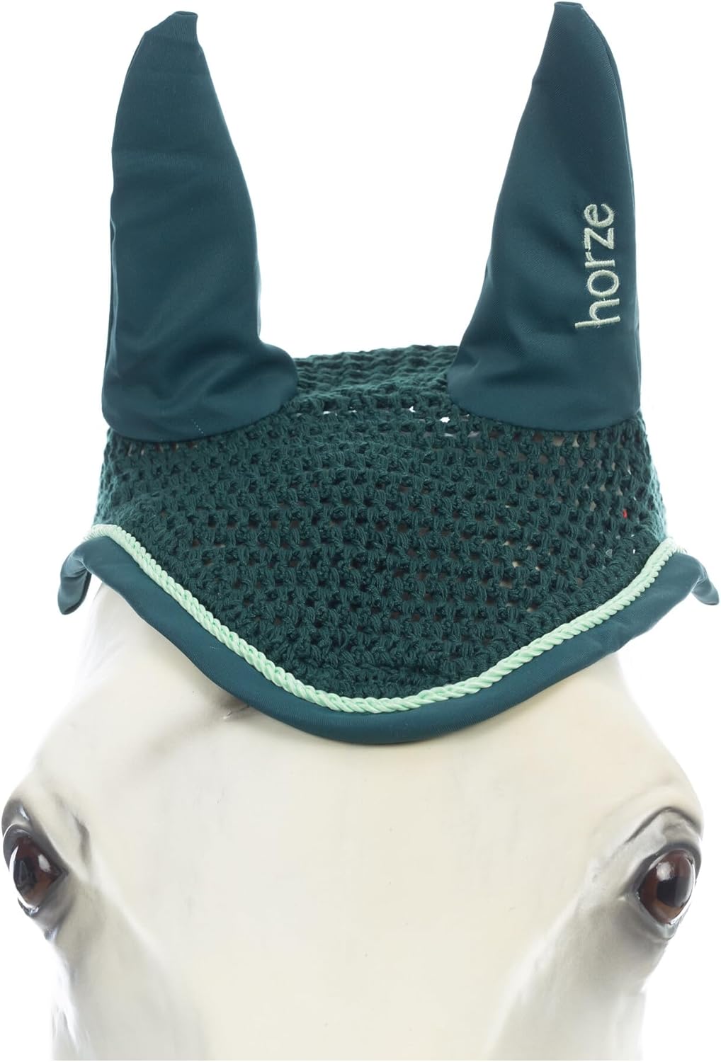 HORZE Pegasus Pony Ear Net - Dark Sea Green - Pony