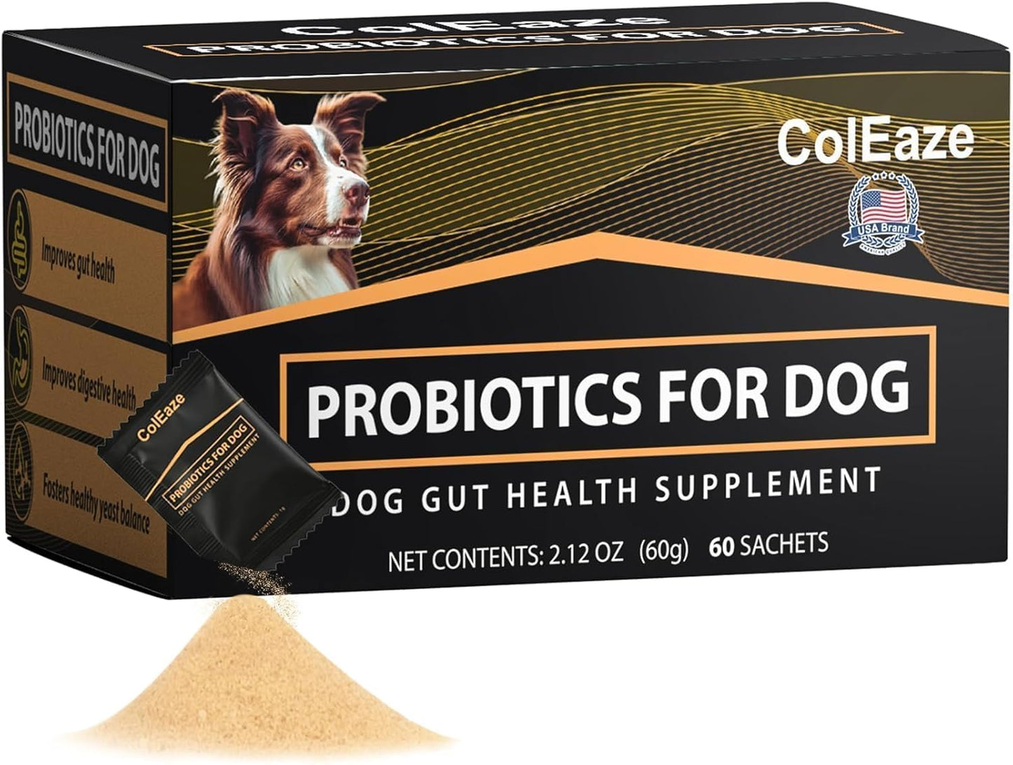 Probiotic Powder for Dogs, Dog Probiotics for Digestive & Immune Support Gut Health Gas Relief & Diarrhea for All Ages & Breeds 60Ct. Box
