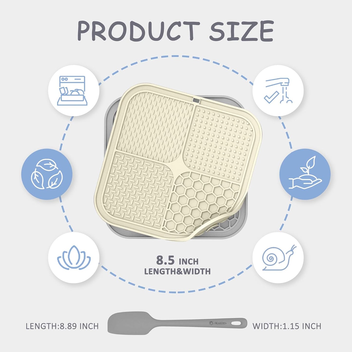 2 Pack Lick Mat for Dogs,Cats,Upgraded 8.5×8.5 inches Licking Mats with Suction Cups,Slow Feeder Licking Pad for Anxiety Relief and Boredom Reducer,Suitable for Dog Training Set 11