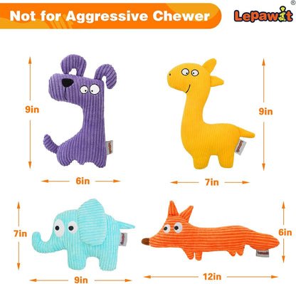 Squeaky Dog Toys for Small Dogs, Cute Plush Small Dog Toys for Indoor Play, Interactive Dog Toys with Non-Shedding Material for Small and Medium Dogs - 4pack