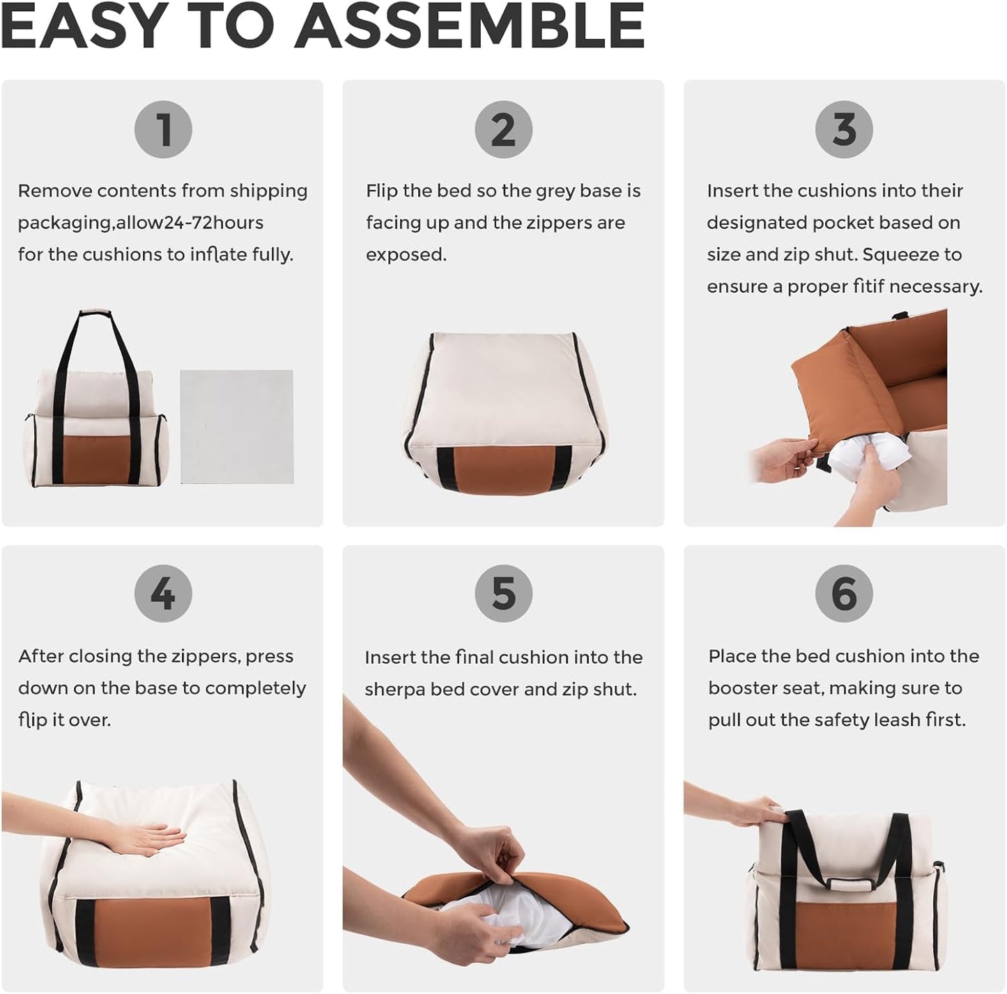 Dog Car Seats for Small Dogs, Waterproof Dog Booster Carseat with Storage Pockets, Thickened High Resilience Cotto & Clip-On Safety Leash, Pet Back Seat Puppy Travel Carrier Bed